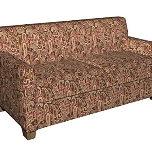 E710 Red, Gold and Brown Woven Paisley Upholstery Fabric by The Yard