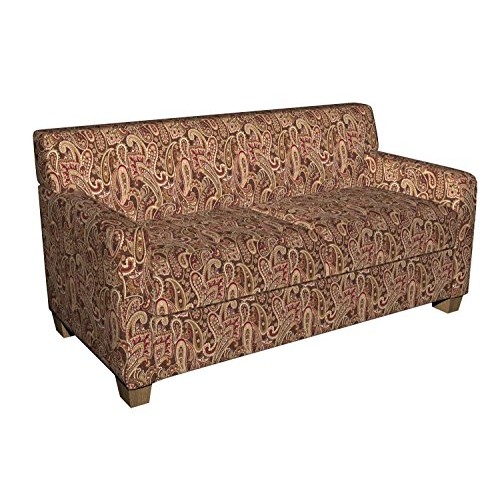E710 Red, Gold and Brown Woven Paisley Upholstery Fabric by The Yard