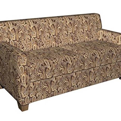 E713 Brown and Brass Woven Paisley Upholstery Fabric by The Yard
