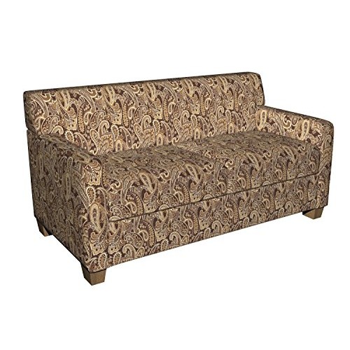 E713 Brown and Brass Woven Paisley Upholstery Fabric by The Yard