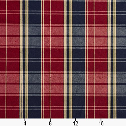 E801 Navy and Red Classic Plaid Jacquard Upholstery Fabric by The ...