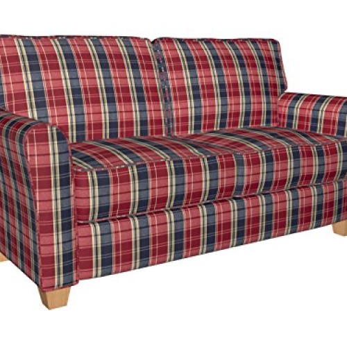 E801 Navy and Red Classic Plaid Jacquard Upholstery Fabric by The ...