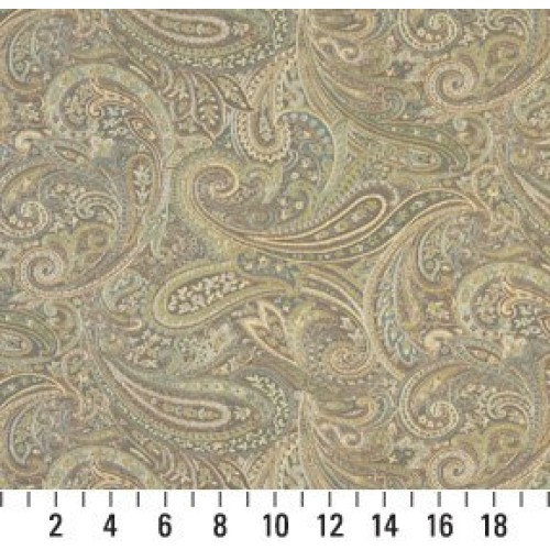 F327 Brown Blue and Green Paisley Contemporary Upholstery Grade Fa...