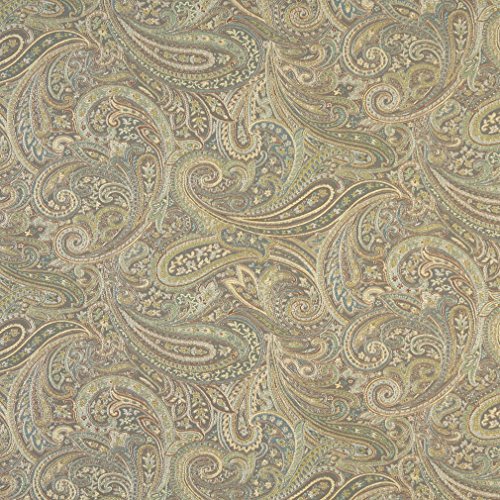 F327 Brown Blue and Green Paisley Contemporary Upholstery Grade Fa...
