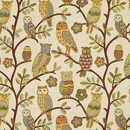 J9200B Gold Copper and Green Owls and Branches Woven Designer Deco...