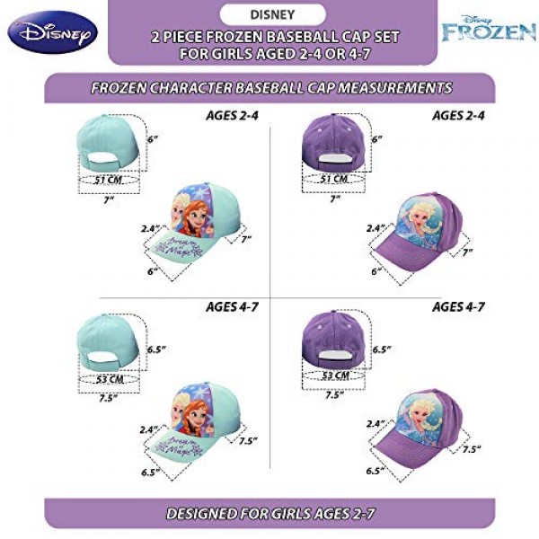 Disney Girls Frozen and Minnie Mouse Cotton Baseball Cap 2 Packs, ...