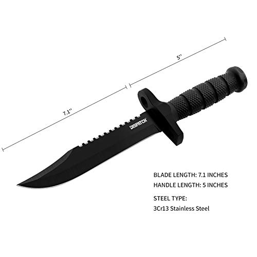 DISPATCH Tactical Bowie Survival Hunting Knife with Kydex Sheath M...