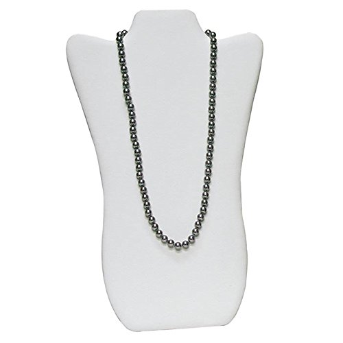 White Leatherette Jewelry Necklace Display Stand Easel - 14 Tall
