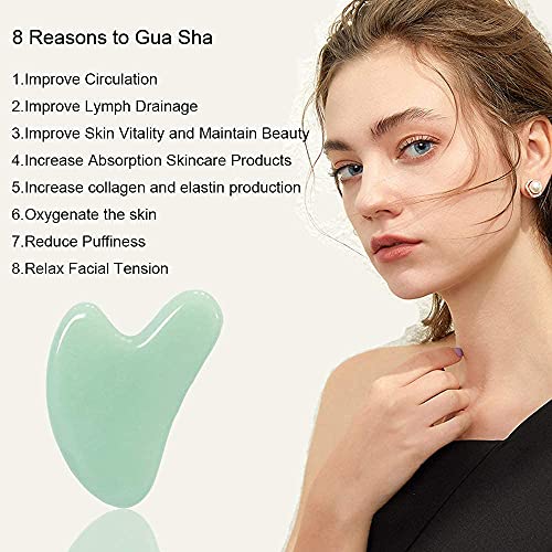Ditind Gua Sha, Jade Gua sha Facial Tools, Guasha Tool for Face, N...