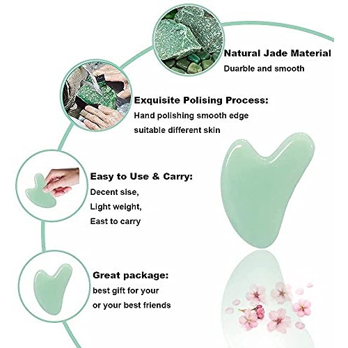 Ditind Gua Sha, Jade Gua sha Facial Tools, Guasha Tool for Face, N...