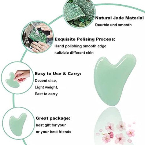 Ditind Gua Sha, Jade Gua sha Facial Tools, Guasha Tool for Face, N...