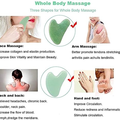 Ditind Gua Sha, Jade Gua sha Facial Tools, Guasha Tool for Face, N...