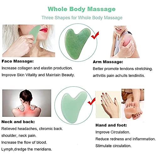 Ditind Gua Sha, Jade Gua sha Facial Tools, Guasha Tool for Face, N...