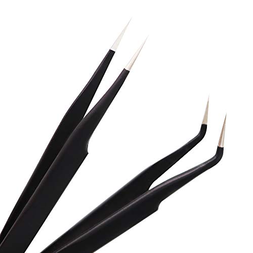 10PCS Precision ESD Tweezers Tool Kit Anti-Static Tweezers Set, An...
