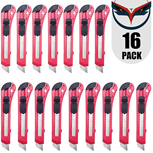 16Pack Utility Knife Box Cutters 18mm Wide Blade Cutter Retracta...