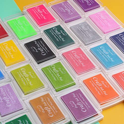 Dizdkizd Craft Ink Pad Set, 24 Colors DIY Stamp Ink Pads, Washable...
