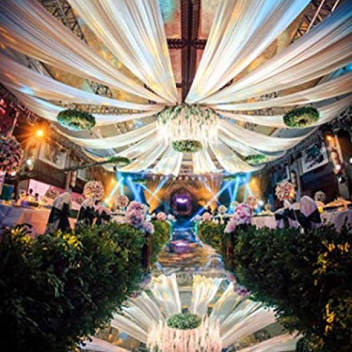 DJBM 59’’ Solid Color Sheer Chiffon Fabric Yards Continuous All Co...