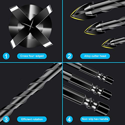 10 Pcs Masonry Drill Bits, Concrete Drill Bit Set for Tile, Brick,...