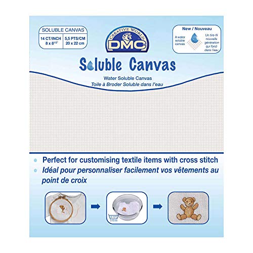 DMC DC90 Water Soluble Cross Stitch Canvas, 8 by 8-1/2-Inch, White,