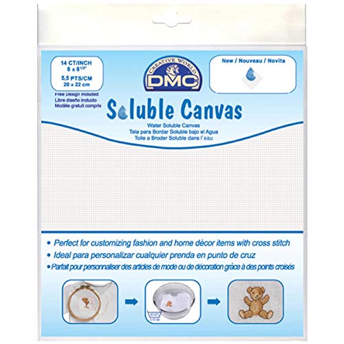 DMC White Water Soluble Cross Stitch Canvas 1/Pkg-8X8-1/2 14 Count