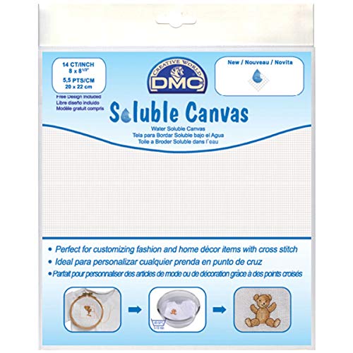 DMC White Water Soluble Cross Stitch Canvas 1/Pkg-8X8-1/2 14 Count