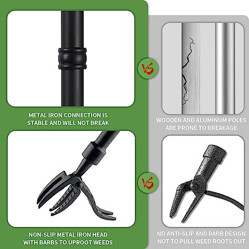 DMDMBSR Weed Puller Tool, Stand Up Weed Puller Long Handle Removab...