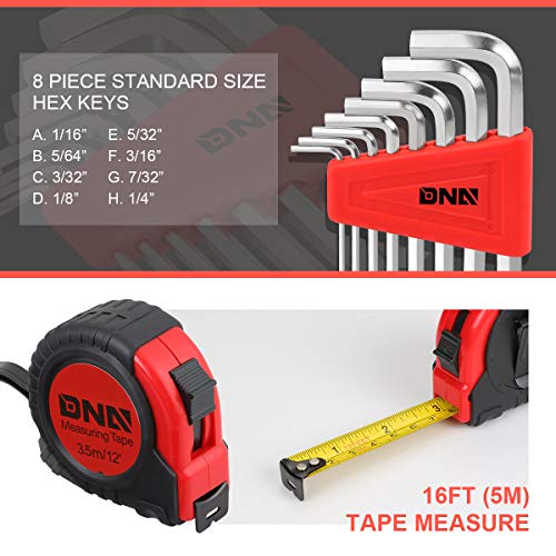 DNA MOTORING Red 39 PCs Portable TooL Kit Household Hand Toolbox G...