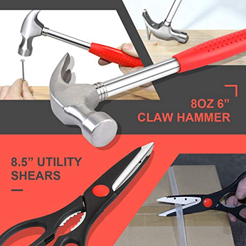 DNA MOTORING Red 39 PCs Portable TooL Kit Household Hand Toolbox G...