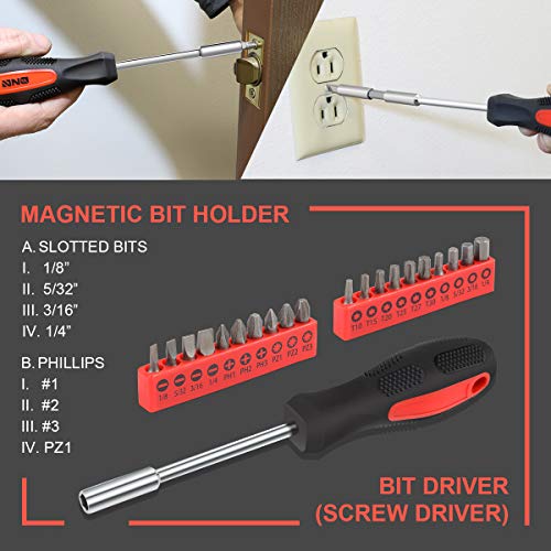 DNA MOTORING Red 39 PCs Portable TooL Kit Household Hand Toolbox G...