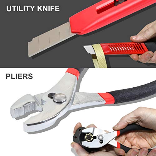 DNA MOTORING Red 39 PCs Portable TooL Kit Household Hand Toolbox G...