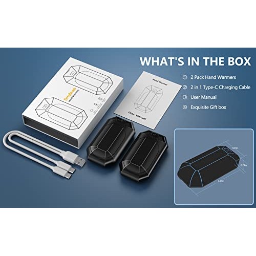 Hand Warmers Rechargeable, Dnaleao 2 Pack 4000mAh Electric Portabl...
