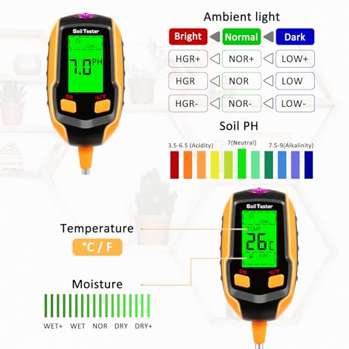 4-in-1 Soil Moisture Meter Digital Plant Temperature/Soil Moisture...