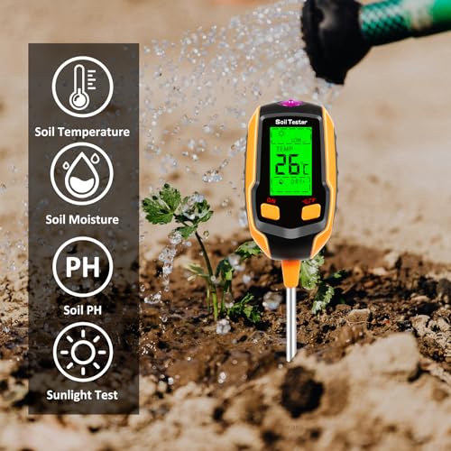 4-in-1 Soil Moisture Meter Digital Plant Temperature/Soil Moisture...