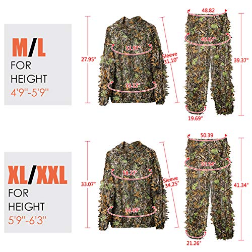 DoCred Ghillie Suit for Men, 3D Lightweight Hooded Camouflage Ghil...