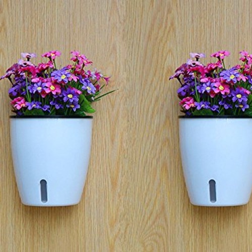5 Pack Visible Water Level Flower pots,Water Plants Pots Self Wate...