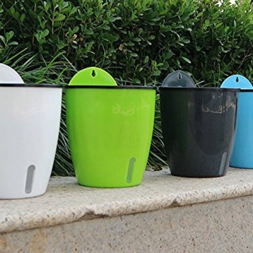 5 Pack Visible Water Level Flower pots,Water Plants Pots Self Wate...