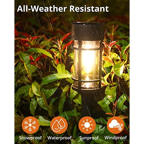 DOESLAG Solar Pathway Lights, 8 Pack Solar Lights Outdoor Waterpro...