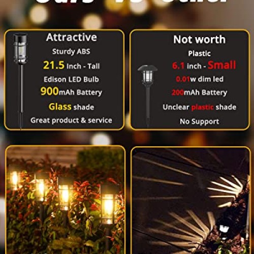 DOESLAG Solar Pathway Lights, 8 Pack Solar Lights Outdoor Waterpro...