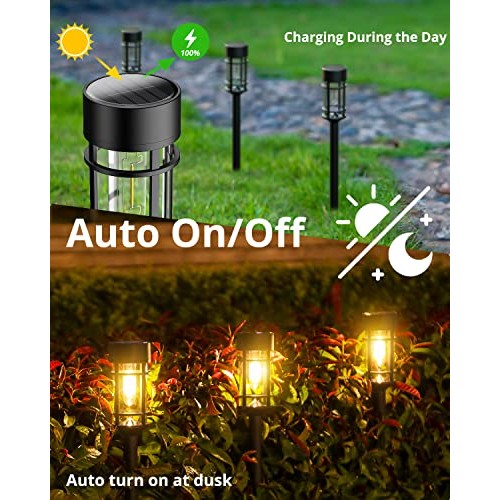 DOESLAG Solar Pathway Lights, 8 Pack Solar Lights Outdoor Waterpro...