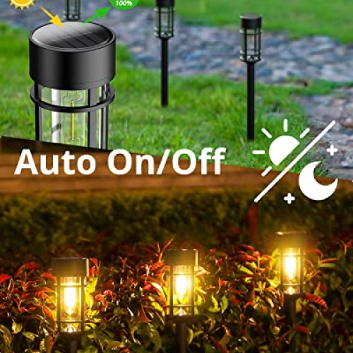 DOESLAG Solar Pathway Lights, 8 Pack Solar Lights Outdoor Waterpro...