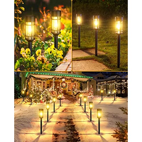 DOESLAG Solar Pathway Lights, 8 Pack Solar Lights Outdoor Waterpro...