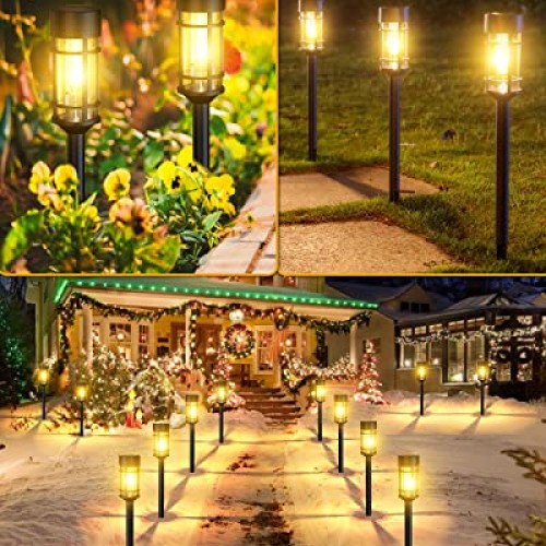 DOESLAG Solar Pathway Lights, 8 Pack Solar Lights Outdoor Waterpro...