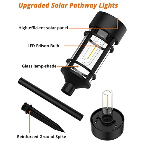 DOESLAG Solar Pathway Lights, 8 Pack Solar Lights Outdoor Waterpro...