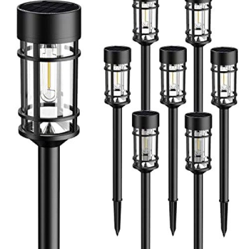 DOESLAG Solar Pathway Lights, 8 Pack Solar Lights Outdoor Waterpro...