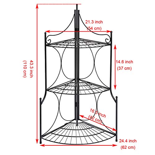 DOEWORKS 3 Tier Folding Plant Stand Pot Rack & Metal Corner Shelf,...