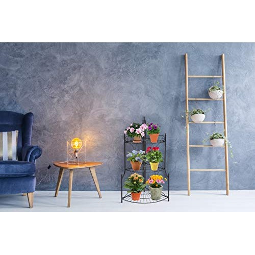 DOEWORKS 3 Tier Folding Plant Stand Pot Rack & Metal Corner Shelf,...