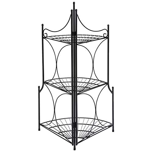 DOEWORKS 3 Tier Folding Plant Stand Pot Rack & Metal Corner Shelf,...