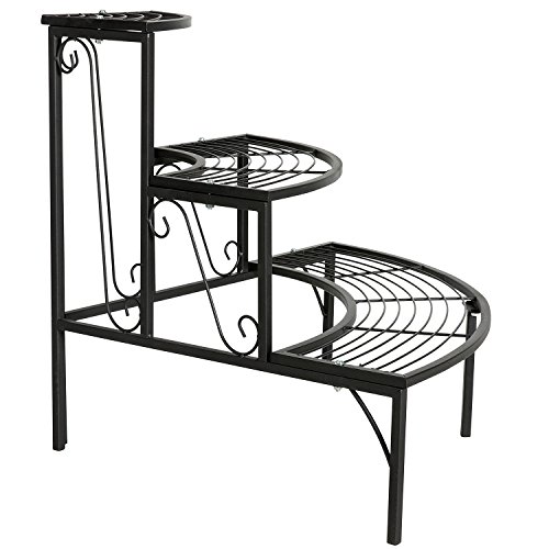 DOEWORKS 3 Tier Plant Stand Flower Pot Rack, Quarter Round Plant C...