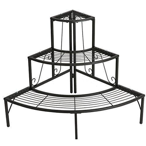 DOEWORKS 3 Tier Plant Stand Flower Pot Rack, Quarter Round Plant C...