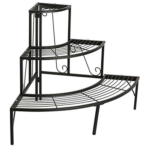 DOEWORKS 3 Tier Plant Stand Flower Pot Rack, Quarter Round Plant C...